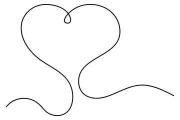 Obraz premium Heart continuous one line art drawing of heart hand drawn vector illustration 