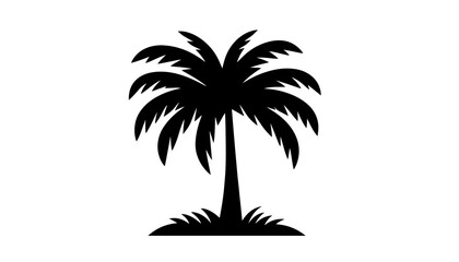 Fototapeta premium palm tree silhouette with grass in tropical vector illustration