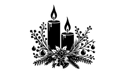 christmas candle arrangement in vintage silhouette style