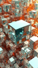 A Stunning Visual of Futuristic Glass Cube Cityscapes, Intricate Geometric Structures, and Modern Architectural Designs.