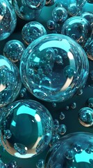 Abstract Teal Sphere Art: A Visual Symphony of Bubbles