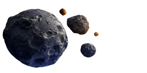 dark meteor asteroid belt isolated on white background ,AI GENERATED