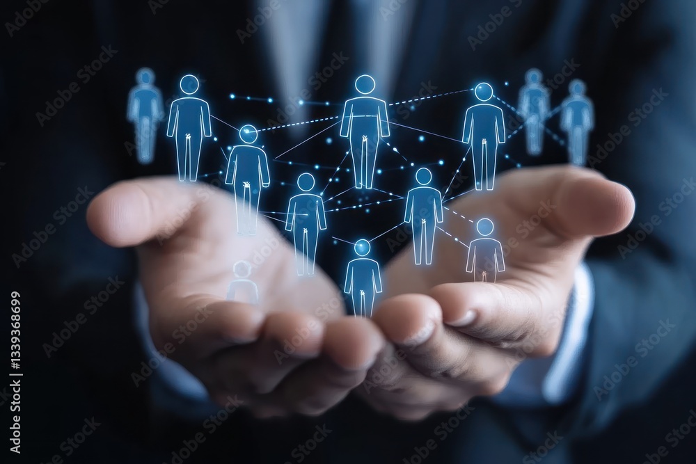 Poster global network connection: human interaction and digital synergy
