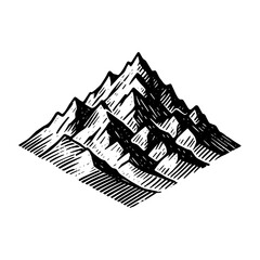 Naklejka premium mountain peaks sketch with engraving-style texture