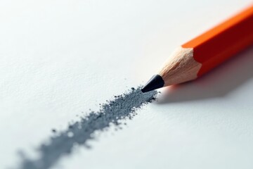 A sharpened pencil leaving a graphite trail on crisp white paper , texture, white paper, still life