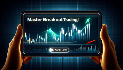 Modern Trading Thumbnail Breakout Strategy with Candlestick Chart and Neon Effects