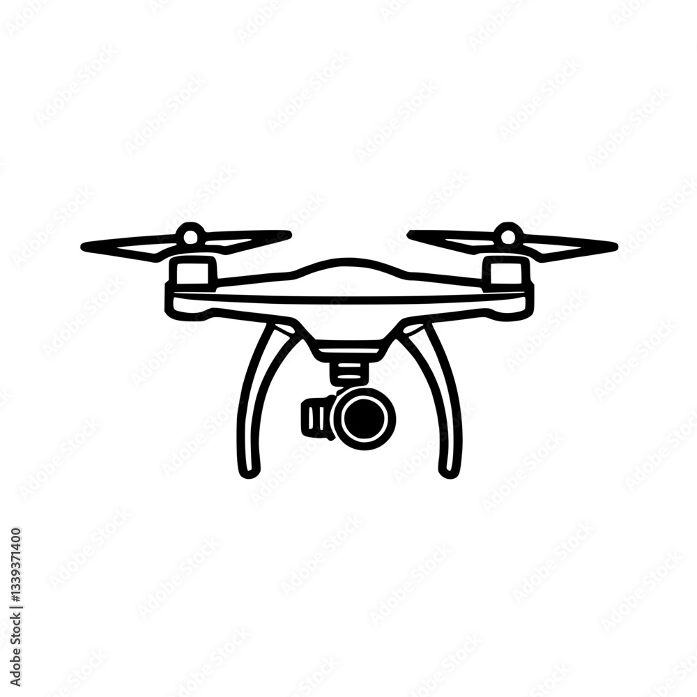 Poster drone: a remote-controlled flying device equipped with camera captured in a minimalist and outline r
