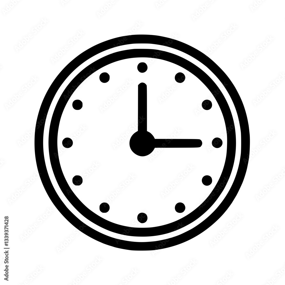 Poster a classic analog clock face showing the time at 3 o'clock the design is clean and simple with a and 