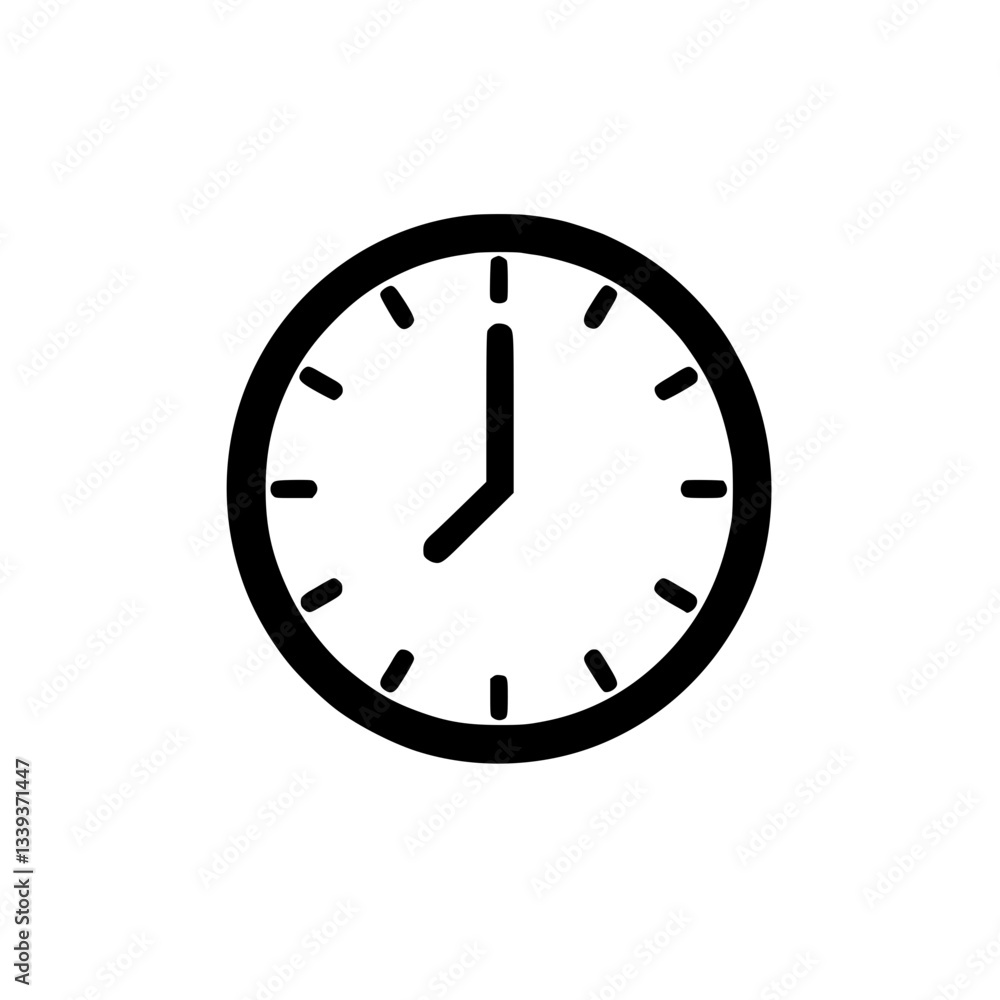 Poster clock icon showing 7:00 symbolizes punctuality deadlines time management and schedules simple and gr