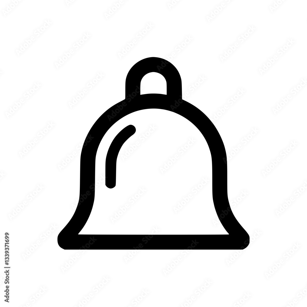 Poster a minimalist icon of a bell with a clapper rendered in bold lines against a simple design for notifi