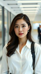 Business woman on the white background vertical