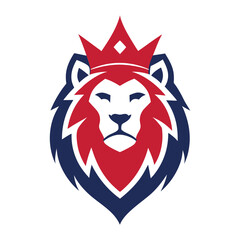 lion head with crown colorful vector logo icon