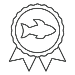 Fishing award thin line icon, fishery product quality concept. Vector graphics. Fisher man sign on white background, outline style icon for mobile or web design.