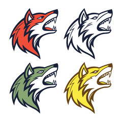 Obraz premium Set of Fierce Stylized Wolf Head Mascot Logos in Multiple Colors .