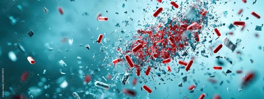 Poster abstract representation of exploding particles with vivid colors