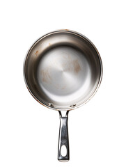 Used Stainless Steel Saucepan on White Background
