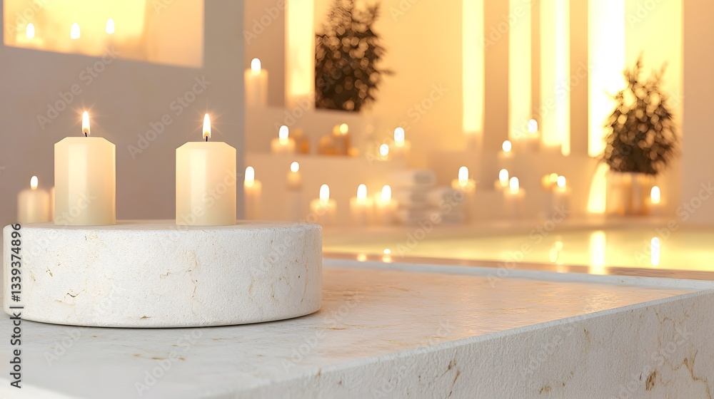 Poster decorative candle holder with multiple candles creating a warm glow perfect for setting an inviting 