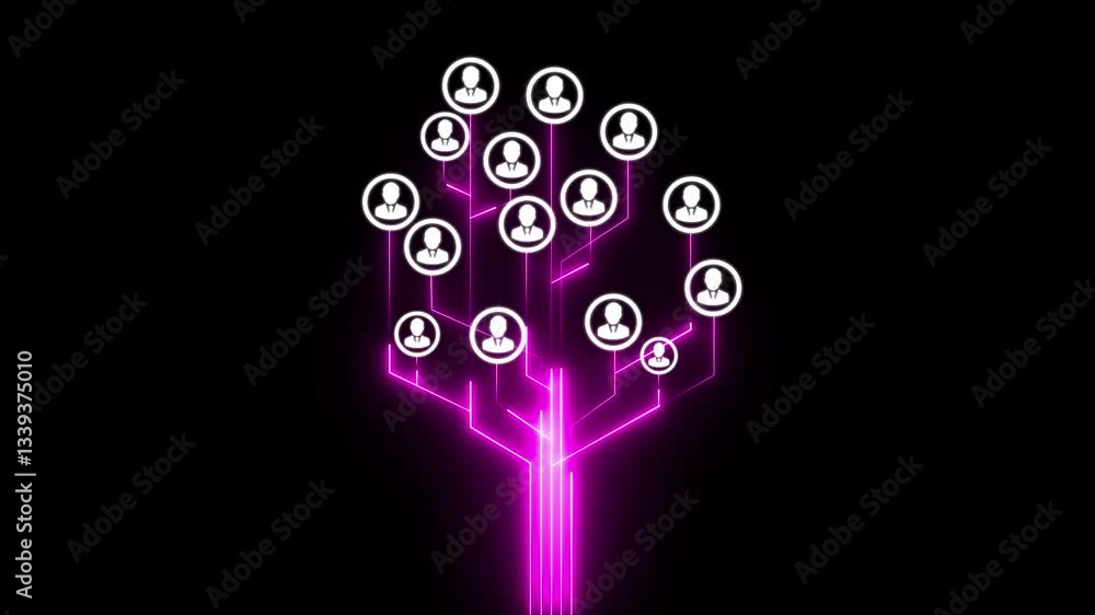 Aufkleber animation of network of connections with people icons over social network media concept digital netw