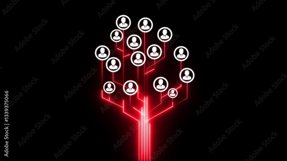 Aufkleber animation of network of connections with people icons over social network media concept digital netw