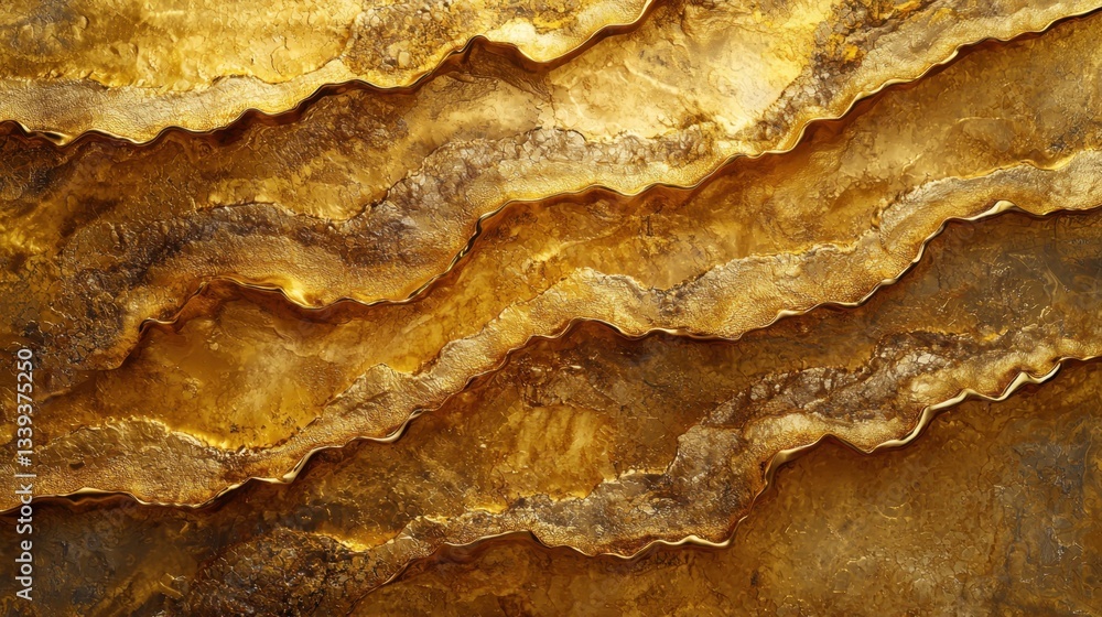 Poster this artwork displays an intricate texture of golden waves, highlighting the dynamic movement and va