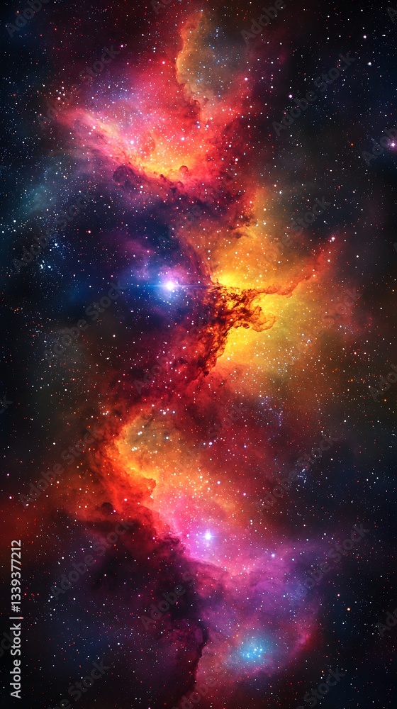 Poster stunning nebula with twinkling stars in the background creating a gorgeous cosmic scene of color and