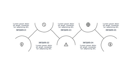 Doodle infographic elements with 5 options. Vector business template for presentation