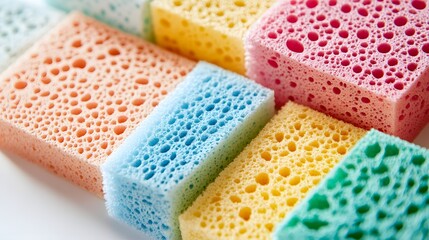 Colorful Sponges Arranged In A Stacked Formation