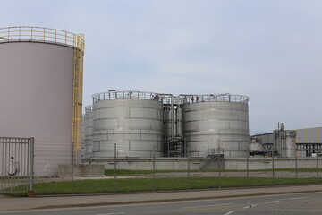Alcohol storage tanks. Sugar beet processing.