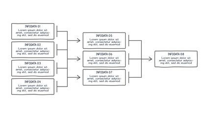 Doodle infographic elements with 8 options. Vector business template for presentation