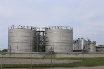 Alcohol storage tanks. Sugar beet processing.