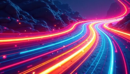 Obraz premium Abstract swirls of color creating a vibrant race track , illustration, energy, whirl