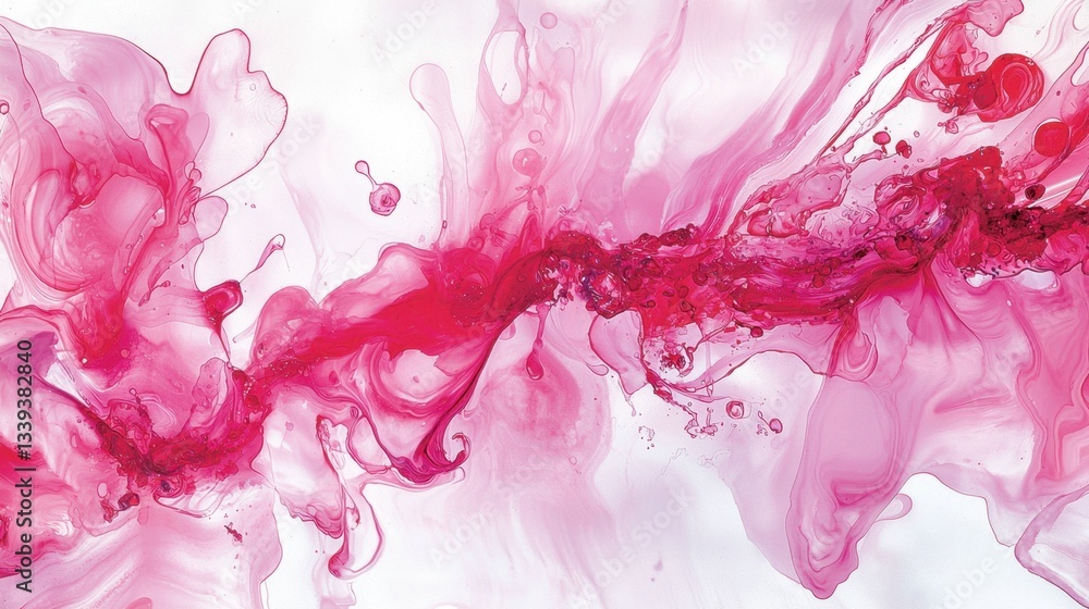Poster swirling patterns of vibrant pink fluid create an abstract composition with rich textures. the color