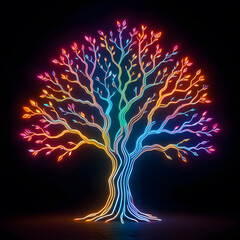 neon tree at night