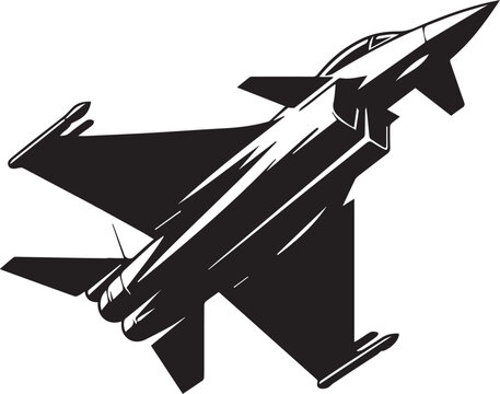 Fighter Jet Minimalist vector design in Black 