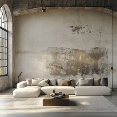 A modern living room showcases a large sectional and coffee table