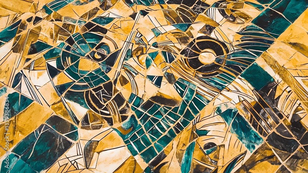 Aufkleber intricate art deco tile design featuring a man in a close-up display of vibrant colors and detailed 
