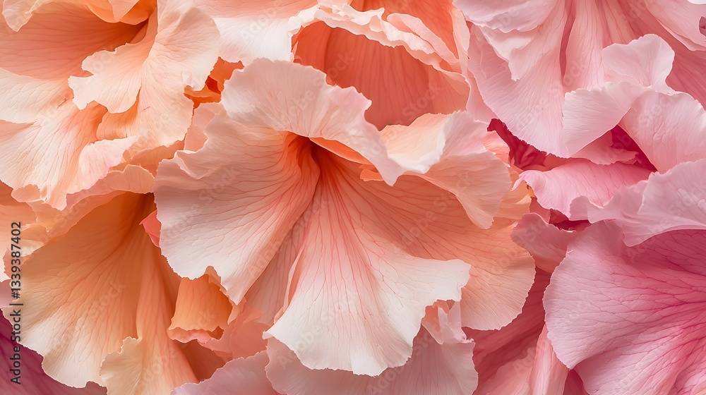 Poster close-up of a bunch of layered petals in various colors of flowers creating a soft and delicate flor