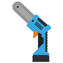 Mini chainsaw vector cartoon illustration isolated on a white background.