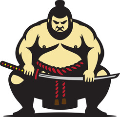 Samurai Fighter Minimalist Illustration Design 