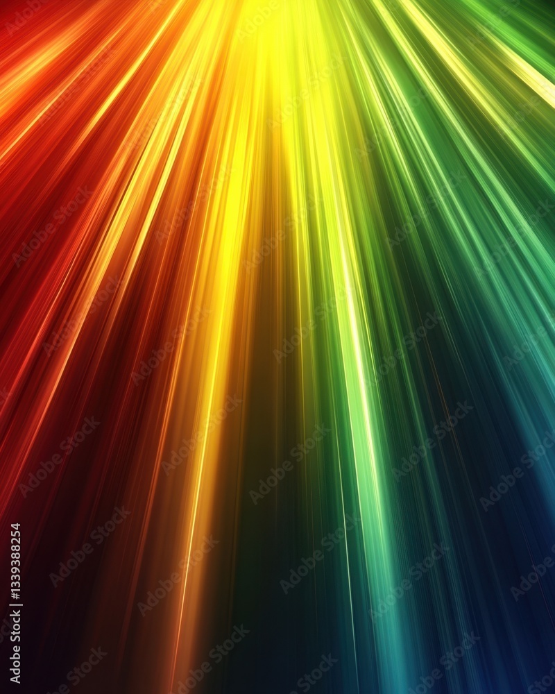 Poster radiant spectrum bursting forth a vibrant display of colorful light rays emanating from a central po
