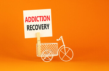 Addiction recovery symbol. Concept words Addiction recovery on beautiful white paper on clothespin....
