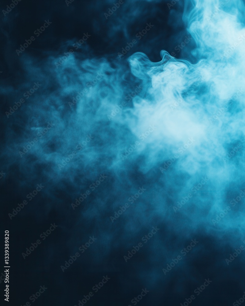 Poster ethereal turquoise smoke swirls against a dark backdrop creating a mysterious and atmospheric visual