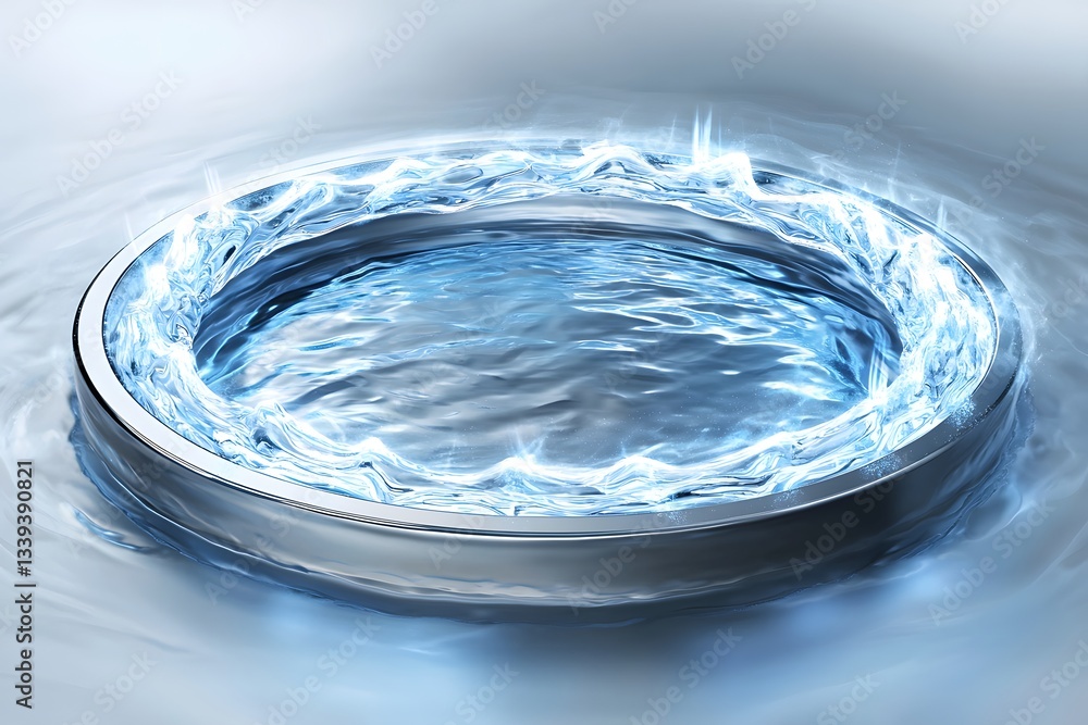 Poster mystical energy ring: a captivating image features a metallic ring containing swirling blue energy, 