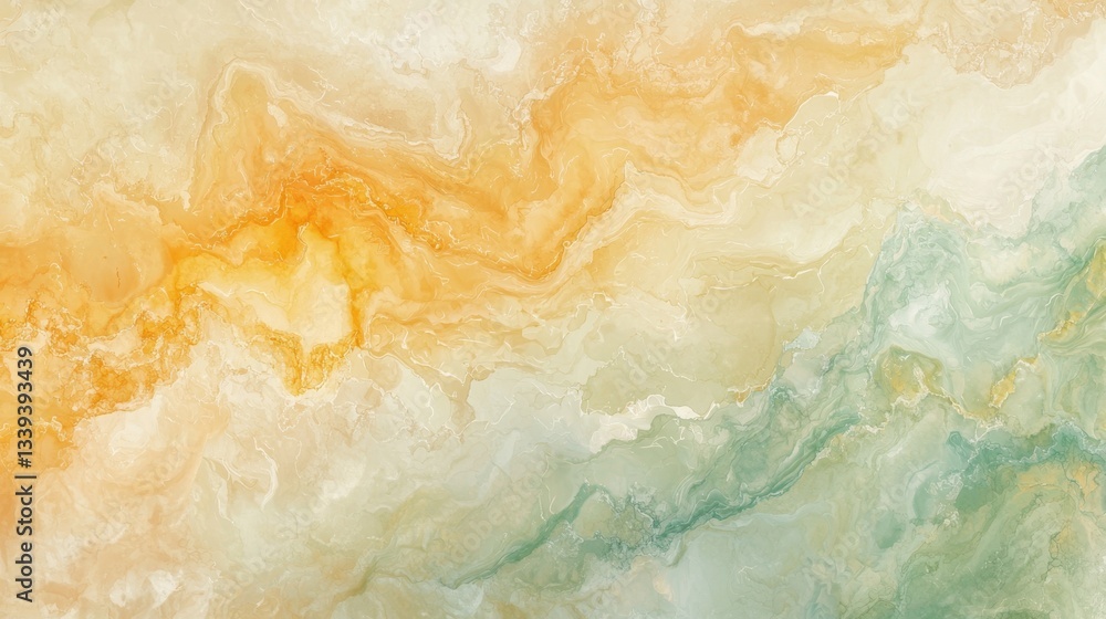Poster vivid colors swirl together in an abstract pattern that blends warm oranges and golds with cool blue