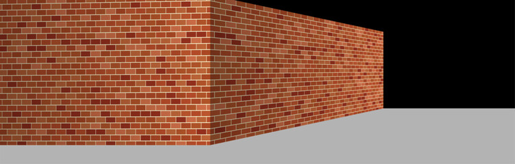 Red-brown brick wall corner banner