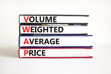 Volume Weighted Average Price symbol. Concept word VWAP Volume Weighted Average Price on books. Beautiful white background. Business motivational VWAP Volume Weighted Average Price concept Copy space