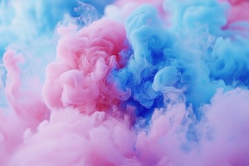 Fototapeta premium Ethereal dance of pink and blue smoke creating a dreamy and calming abstract visual symphony against a soft background