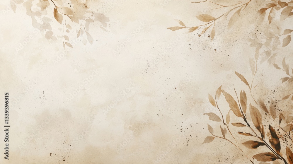 Poster this artwork features a soft, neutral palette with delicate botanical elements. the subtle textures 