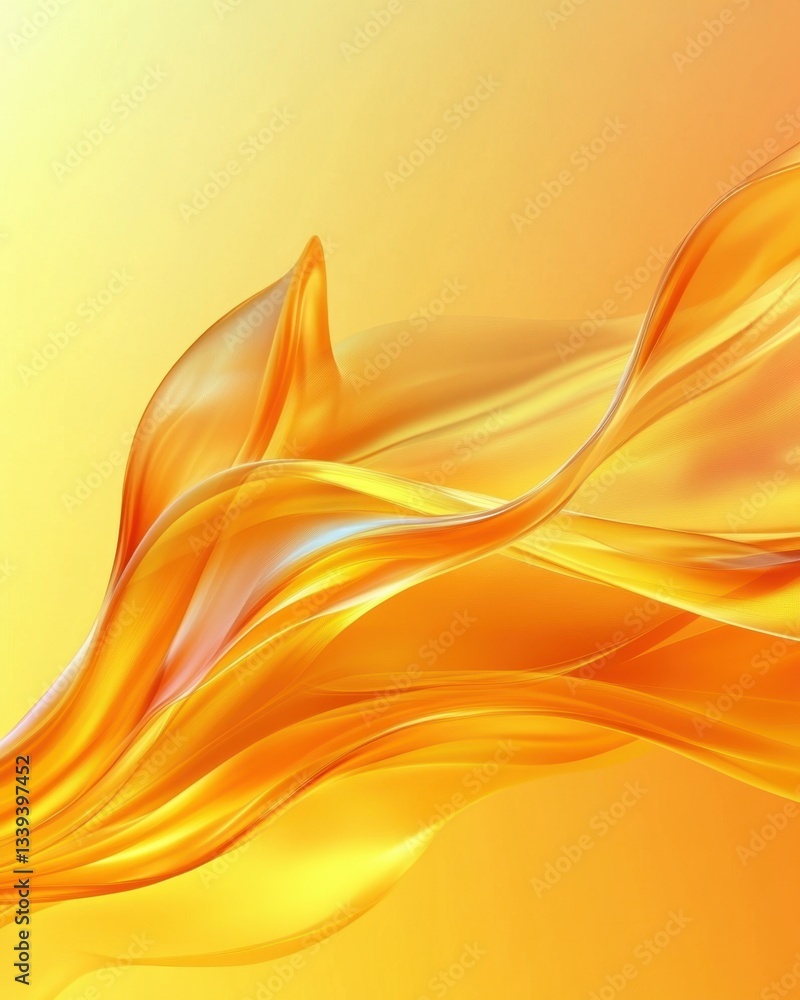 Poster abstract golden wave on warm yellow gradient background creating a dynamic flow and smooth texture f