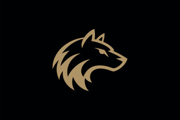 Stylized Gold Wolf Head Side Profile Vector